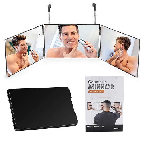Living And Home 3-way foldable Makeup Mirror with Telescoping Hooks 2