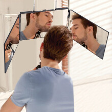 3-way foldable Makeup Mirror with Telescoping Hooks