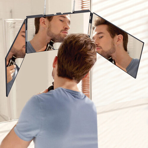 Living And Home 3-way foldable Makeup Mirror with Telescoping Hooks