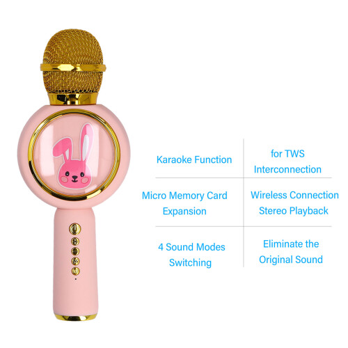 Kids Bluetooth Karaoke Microphone with Color Light, 800mAh Battery 2