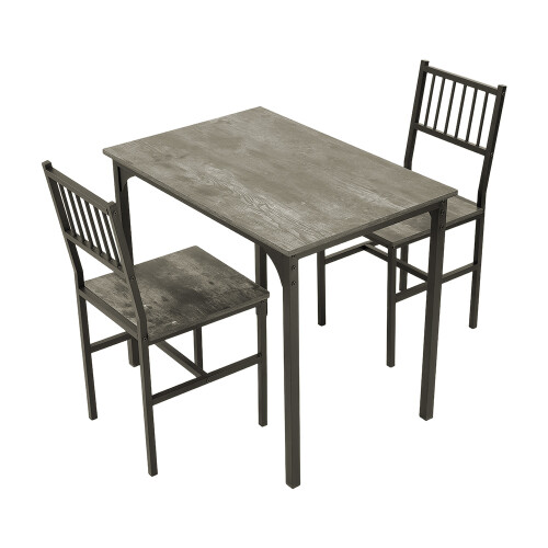 Living And Home Retro Dining Table Set with 2 Chairs, Grey 2