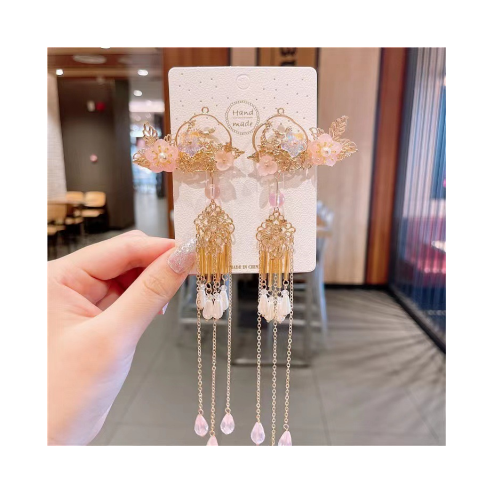 Penghui-Toys (31#) Pearl Tassel Hair Clips For Thick Hair
