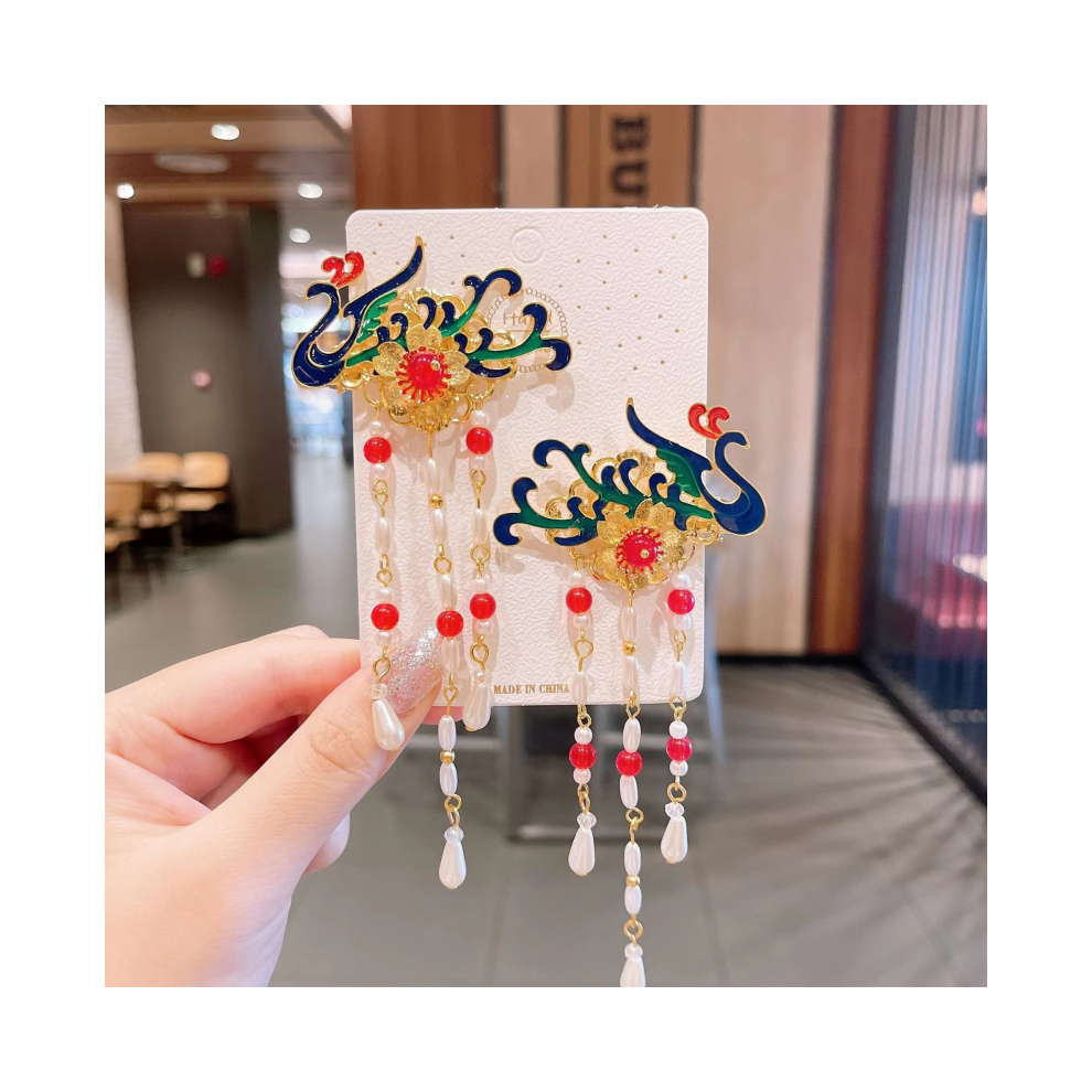 Penghui-Toys (22#) Pearl Tassel Hair Clips For Thick Hair
