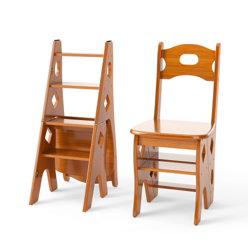 Multipurpose Folding Wooden Library Step Ladder Chair Step High Chair Step Stool
