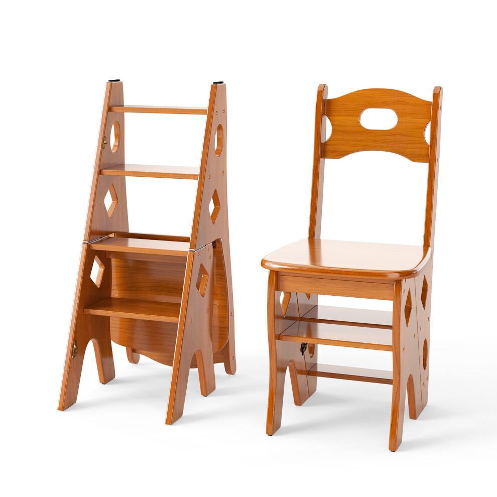 Multipurpose Folding Wooden Library Step Ladder Chair Step High Chair Step Stool 703052543722