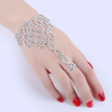 Rhinestone Hand Chain Bracelet Ring for Girls