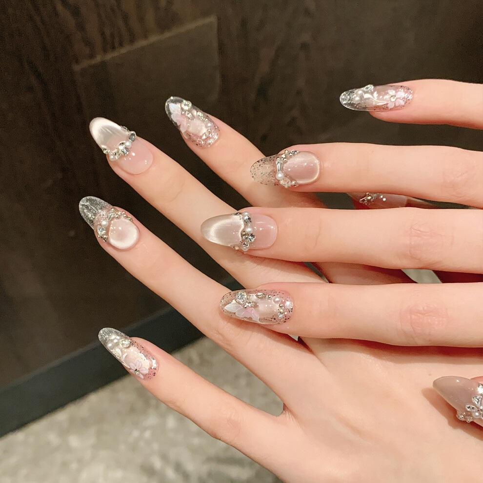 Penghui-Toys (Medium Ellipse) Eco-Friendly Nude Cat Eye Nail Extensions