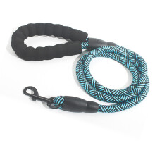 Peacock Blue Nylon Leash L 2m/6.6ft Foam Handle