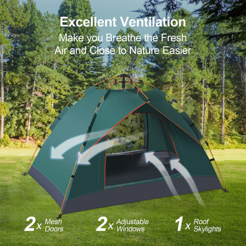 3-4 Man Automatic Instant Double Layer Pop -Up Waterproof Outdoor Camping Tent 2