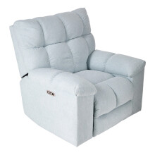 270° Swivel Rocker Recliner Chair with Power Recline & Charging Ports, Blue