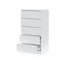 Cómoda de 5 cajones formato vertical en blanco mate 60x110 cm Akari