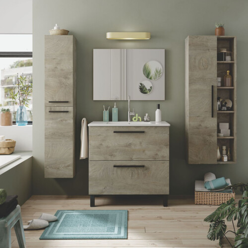 Mueble de baño con espejo Sense 2 cajones 2