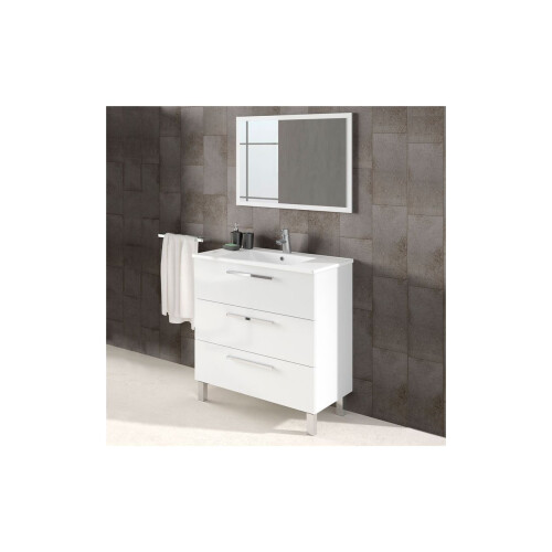 Mueble de baño blanco Athena 3 cajones + espejo 2