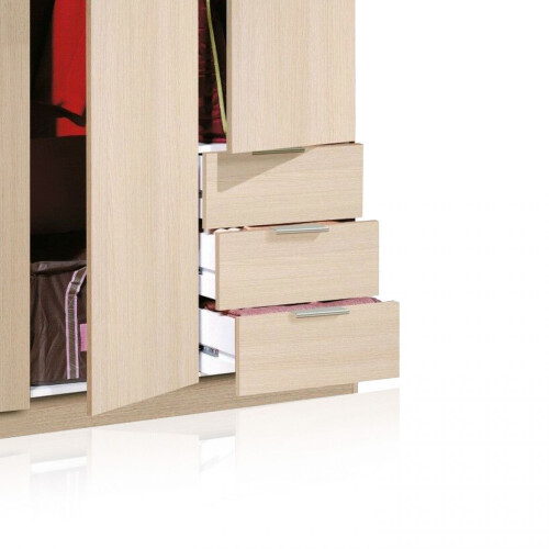 Armario de 3 puertas y 3 cajones en roble 121x180 cm Low Cost 2