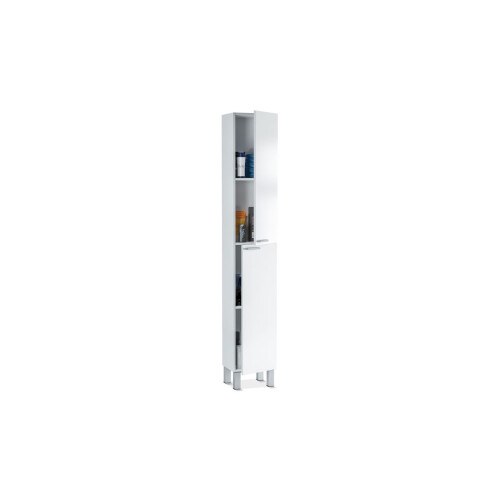 Columna de baño de 2 puertas con almacenaje vertical en blanco brillo 182x30 cm Koncept 1