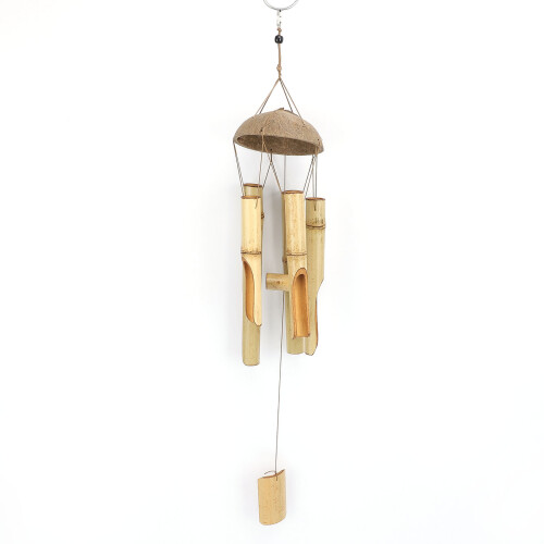 Bamboo Wind Chimes Coconut Shell Top Indoor Outdoor Decor 1Pc 2