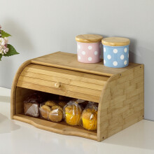 Bamboo Roll Top Bread Bin Food Storage Box