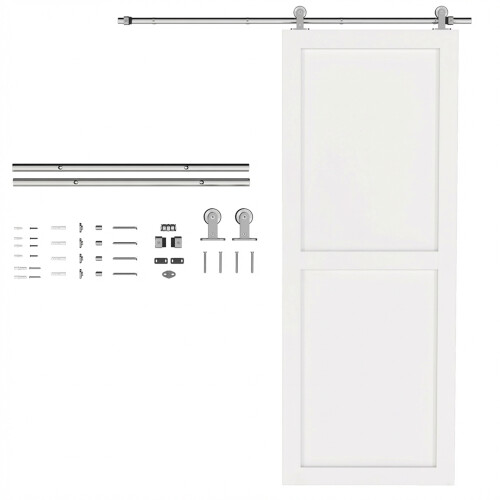 Homcom (S) HOMCOM Sliding Door Hardware Kit Smooth Quiet Sliver Tone 1