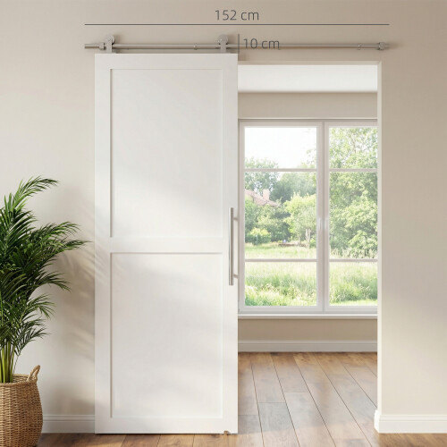 Homcom (S) HOMCOM Sliding Door Hardware Kit Smooth Quiet Sliver Tone 2