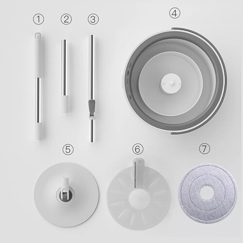 Flexible Spin Mop w/ Bucket Deluxe System Floor Cleaning  Mop Self Separation 1
