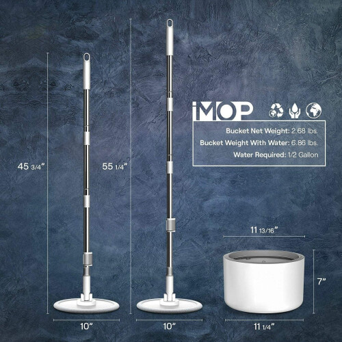 Flexible Spin Mop w/ Bucket Deluxe System Floor Cleaning  Mop Self Separation 2