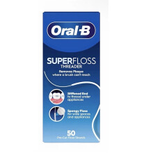 Oral B Dental SuperFloss - Braces | Wide Spaces | Bridges -50 Pre-Cut Strands