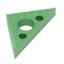 Règle de mesure d'angle droit en alliage d'aluminium 3 pouces, triangle isocèle à 45, vert
