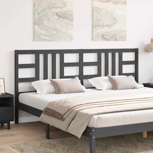 VidaXL (grey, 206 x 4 x 100 cm) vidaXL Bed Headboard Home Bedroom Decorative Bed Header Panel Solid Wood Pine 2
