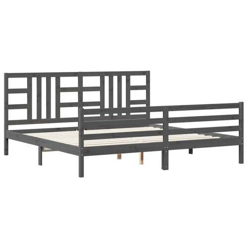 VidaXL (grey, 200 x 200 cm) vidaXL Bed Frame Platform Bed with Headboard Black Super King Size Solid Wood 1