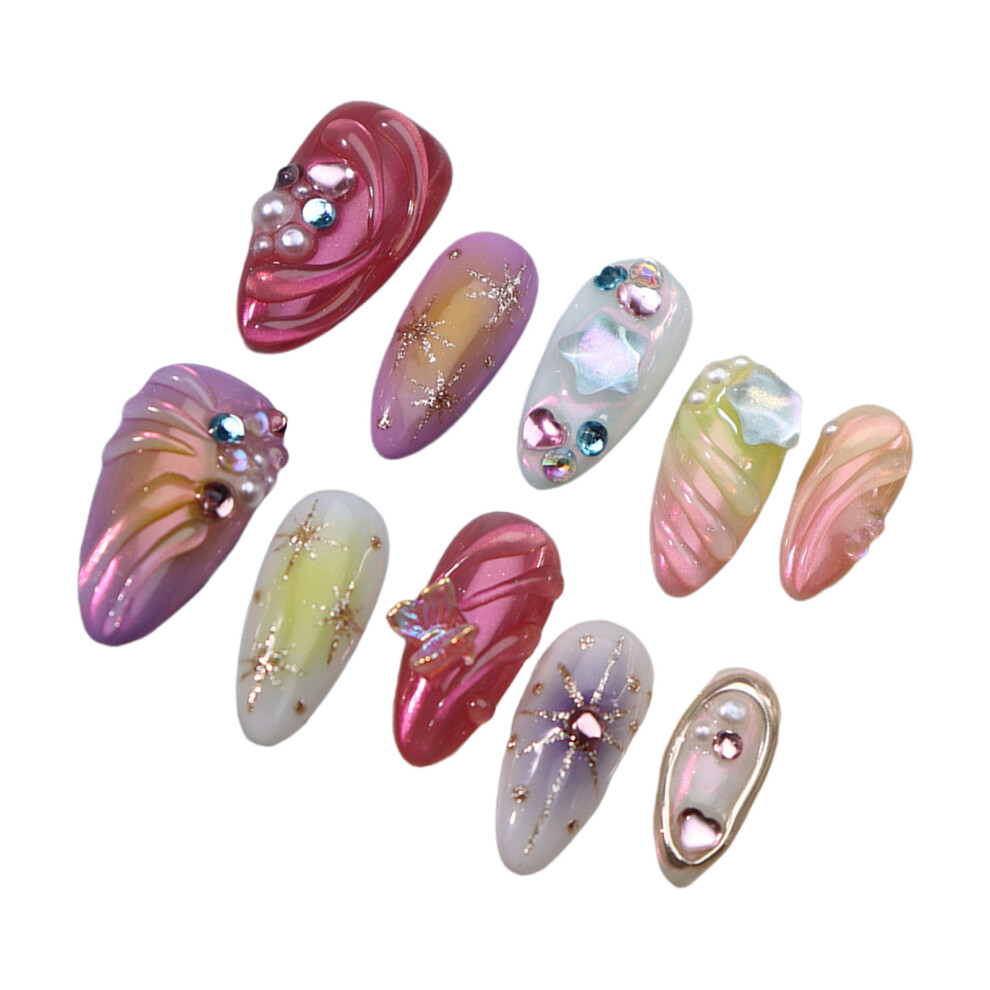 Penghui-Toys (M) Glitter Press-On Nails, Colorful Diy Manicure Set