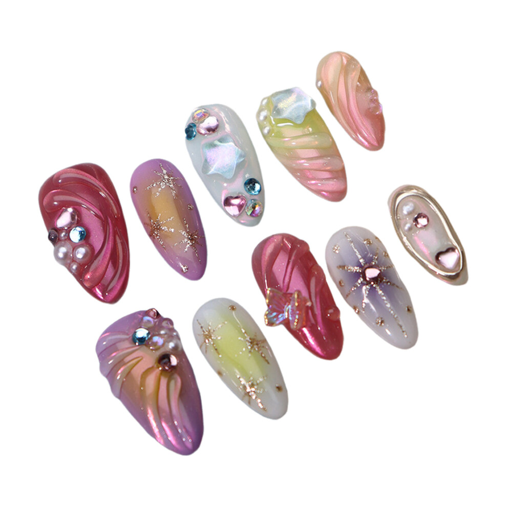 Penghui-Toys (L) Glitter Press-On Nails, Colorful Diy Manicure Set