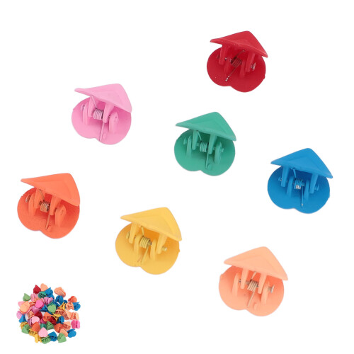 Mini Herz Krallenclips 100 Stück bunte Haarclips