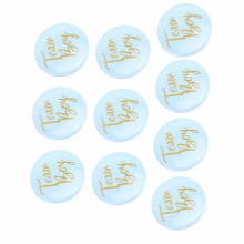 10 piezas de alfileres de hojalata para revelación de género azul para baby shower