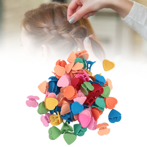 Mini Herz Krallenclips 100 Stück bunte Haarclips 1