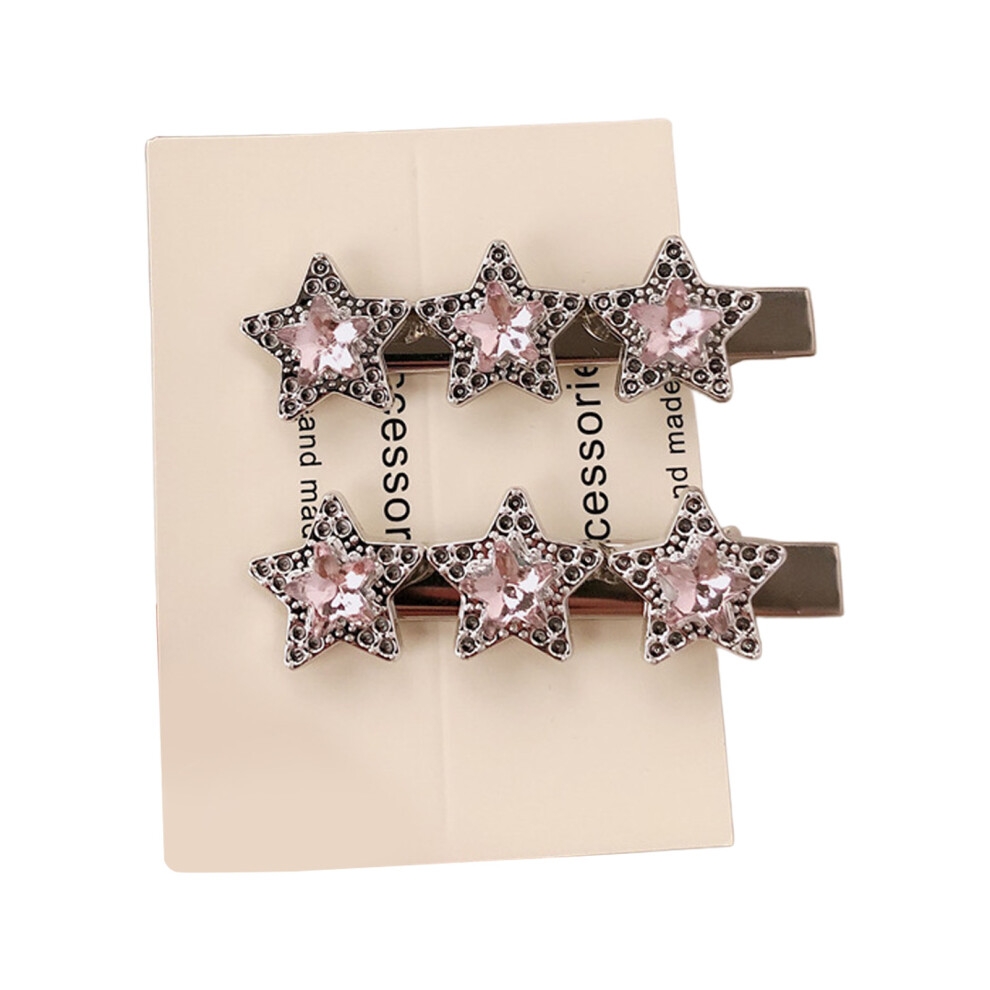Penghui-Toys Pink ( B) Star Rhinestone Metal Hair Clips, 2Pcs