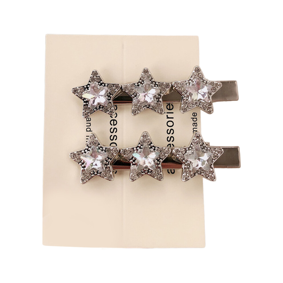 Penghui-Toys Silver ( B) Star Rhinestone Metal Hair Clips, 2Pcs