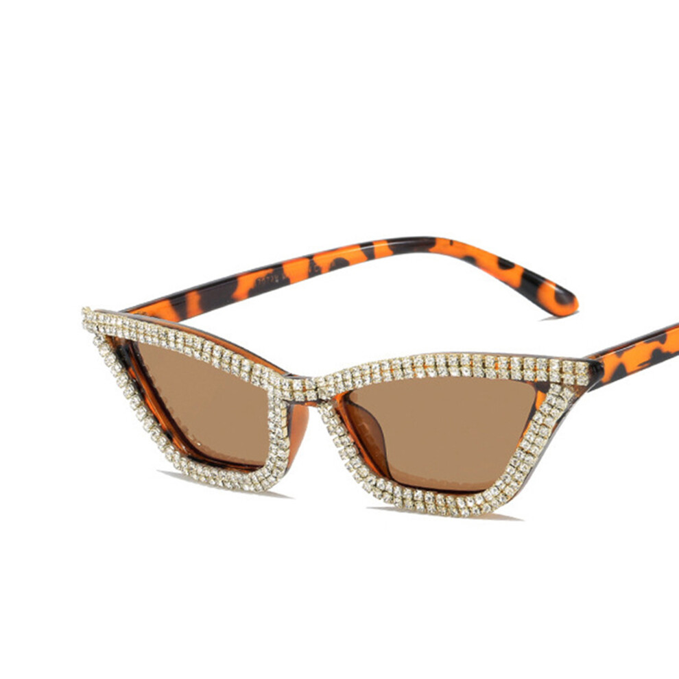 Penghui-Toys (Leopard Print) Cat Eye Rhinestone Sunglasses For Women