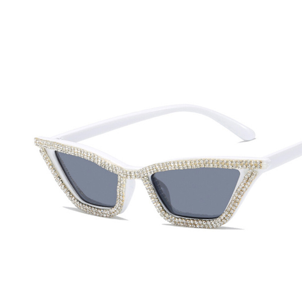 Penghui-Toys White (Solid ) Cat Eye Rhinestone Sunglasses For Women