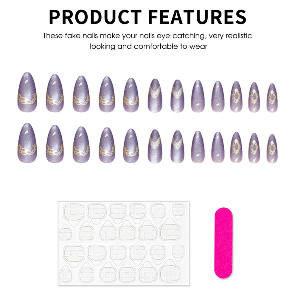 Creation-3C Glossy Purple Press-On Nails For Girls