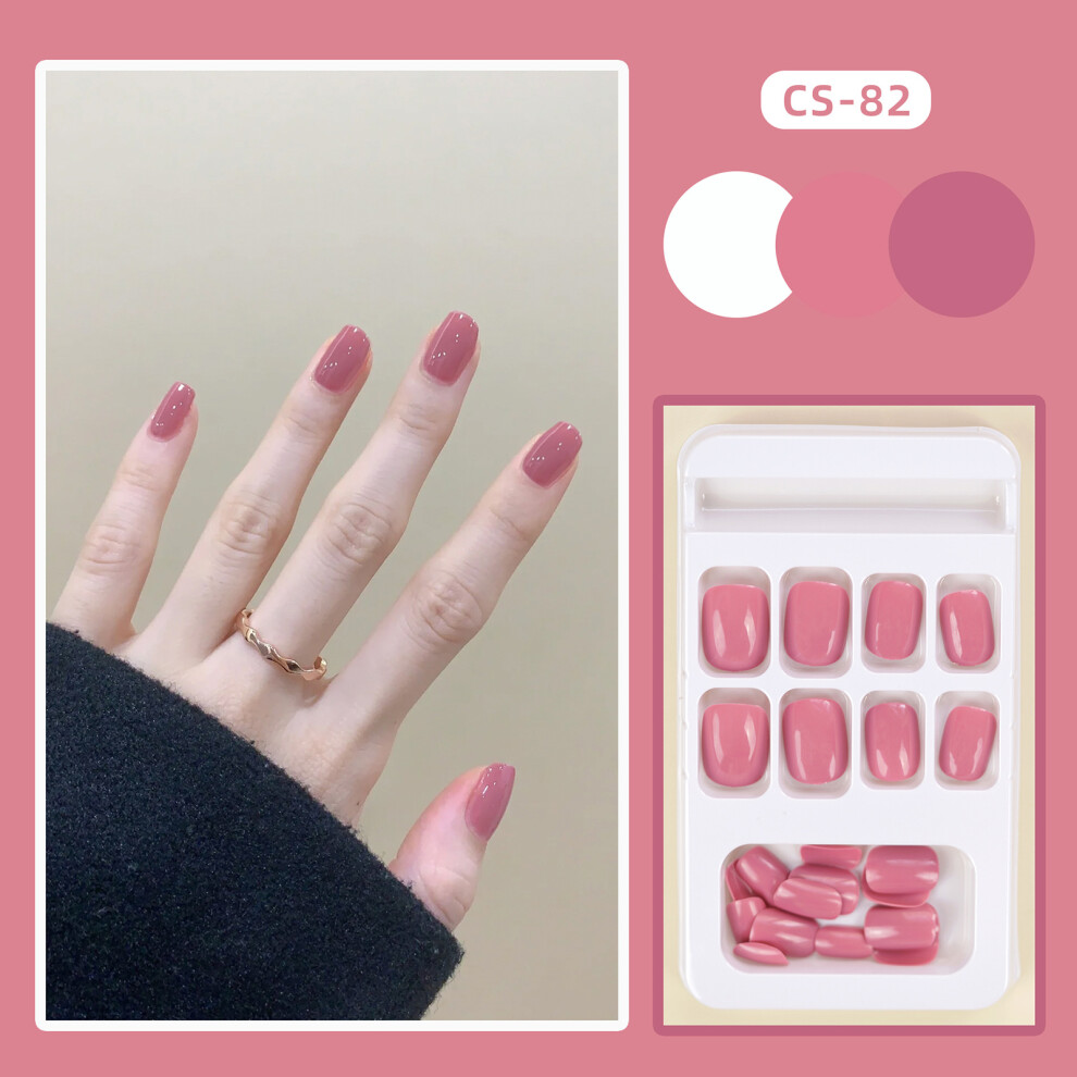Penghui-Toys Pink (Shein Style) Peach Glossy Fake Nails For Beginners