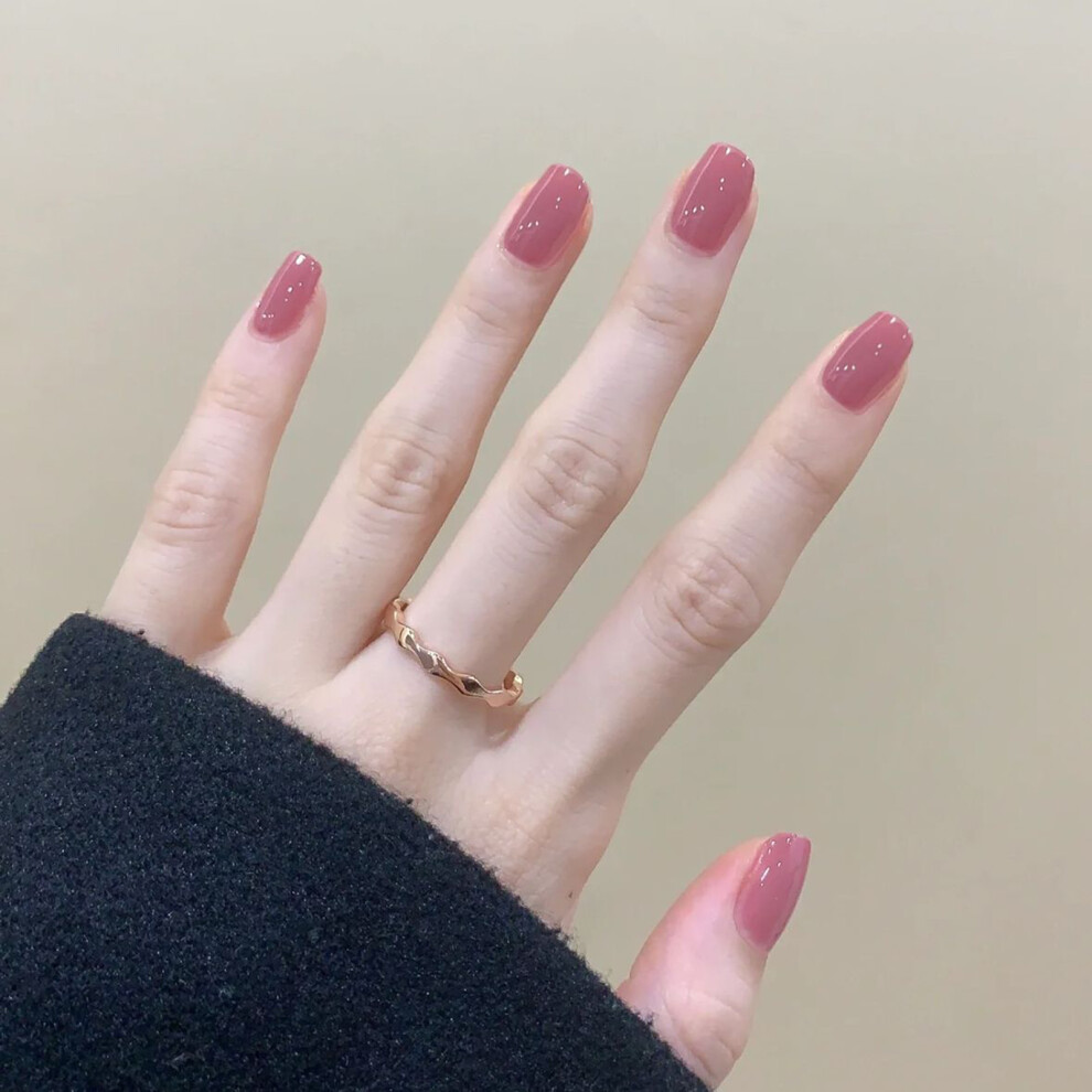Penghui-Toys Pink (Jelly Glue Model) Peach Glossy Fake Nails For Beginners