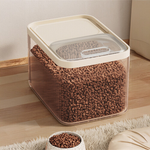 (Transparent, L) Pet Food Storage Container - Moisture-Resistant PP 2