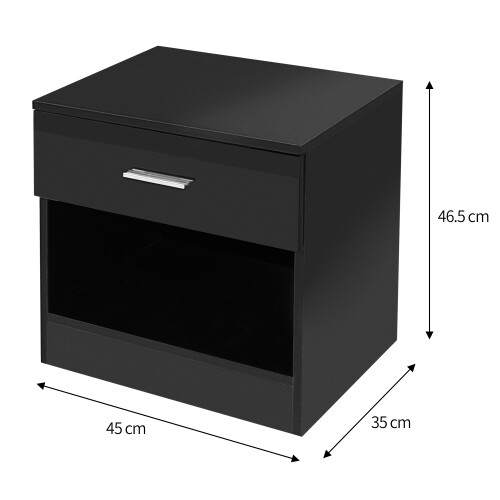 Comfy Living Black High Gloss Bedside Table 1