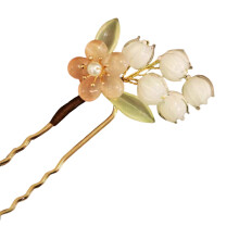 (C) Peony U-Shape Hairpin, Chinese Metal Hair Accessory