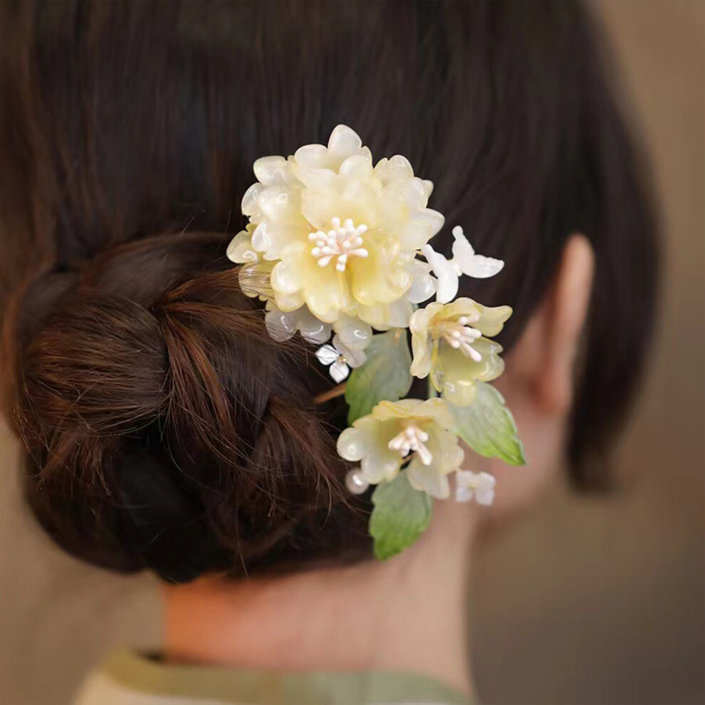 Creation-3C (A) Chinese Peony U-Shape Hairpin, Metal Hair Accessory