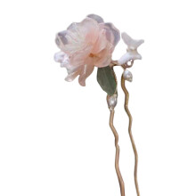 (F) Peony U-Shape Hairpin, Chinese Metal Hair Accessory
