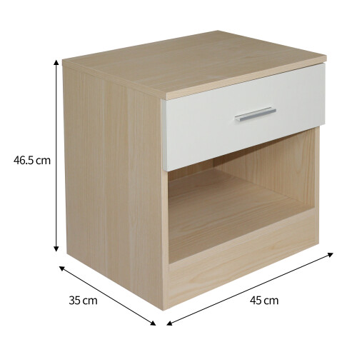 Comfy Living Oak/Cream High Gloss Bedside Table 1
