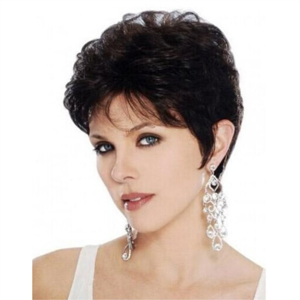 Penghui-Toys (Dark Brown) Fluffy Short Synthetic Wig With Bangs