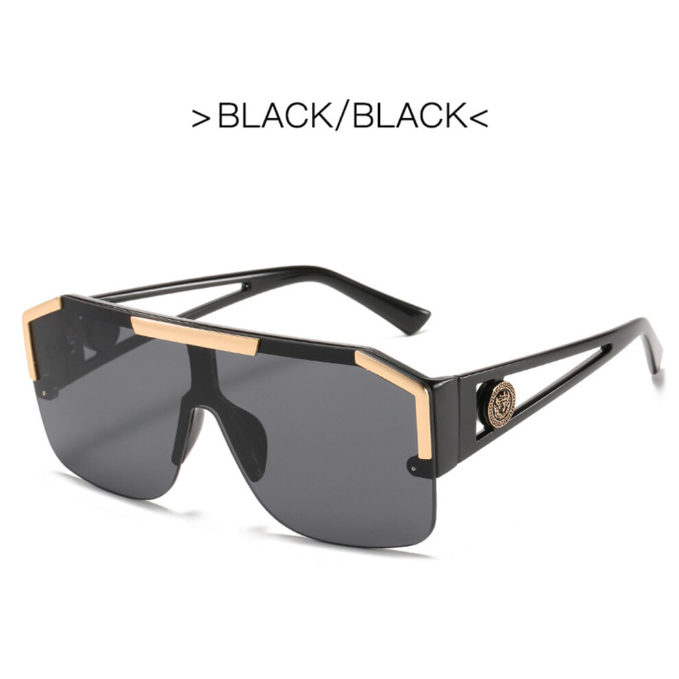 Penghui-Toys Black (Black/Black) Sporty Transparent Frame Sunglasses - Large