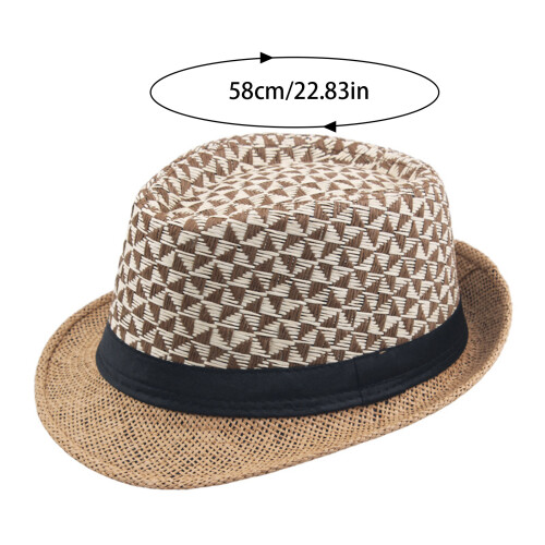 (Khaki) Beach Straw Sun Hat - UV Protection for Summer 1